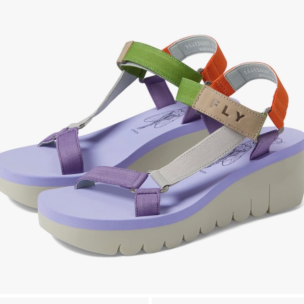 FLY LONDON YEFA726FLY SHOE WOMEN HEELED SANDAL CUPI/ELAS MULTI(VIOLA)
